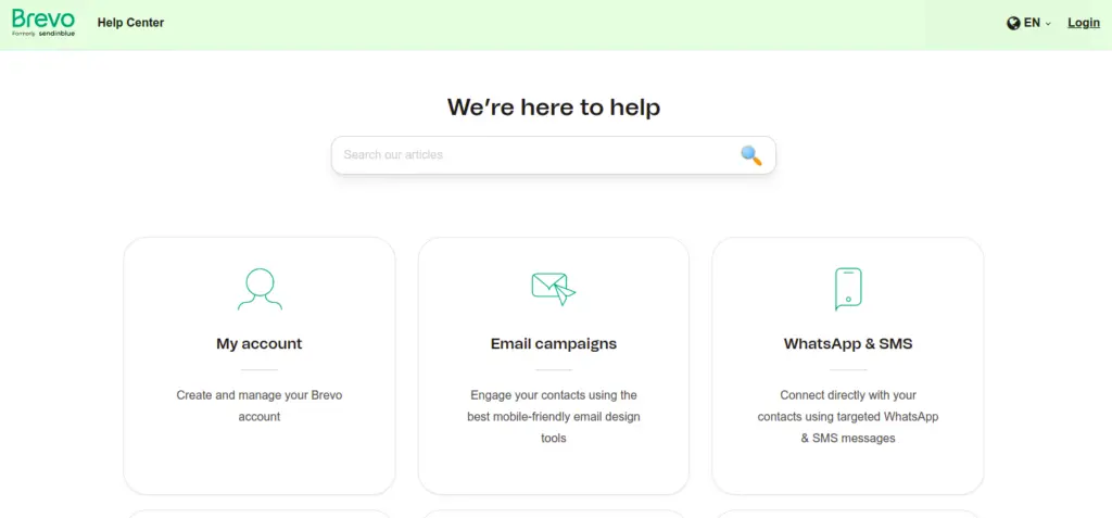Brevo help button