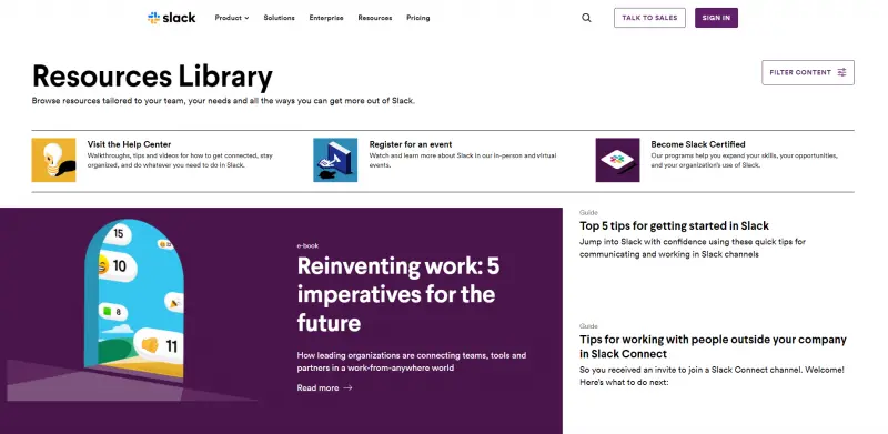 Slack’s massive blog posts library 