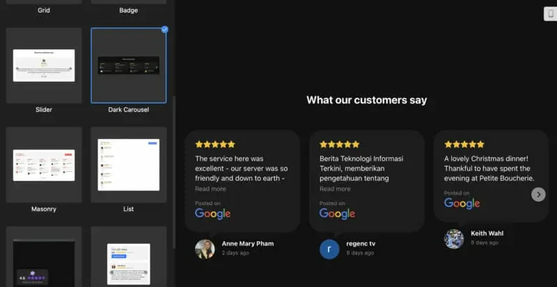 Elfsight account - How to Embed Google Reviews