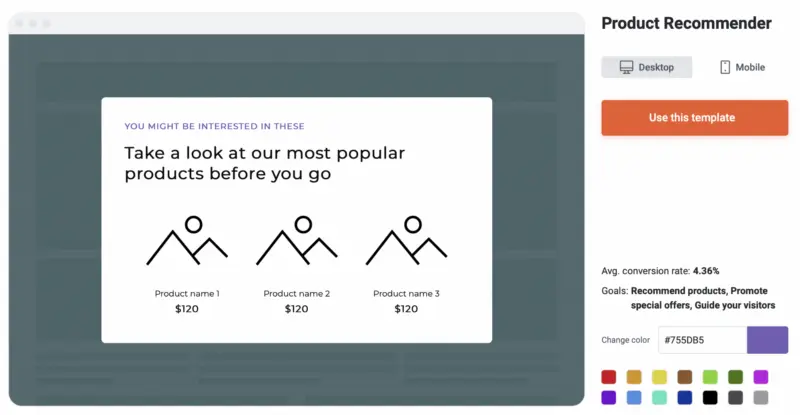 Optimonk pop-up design example