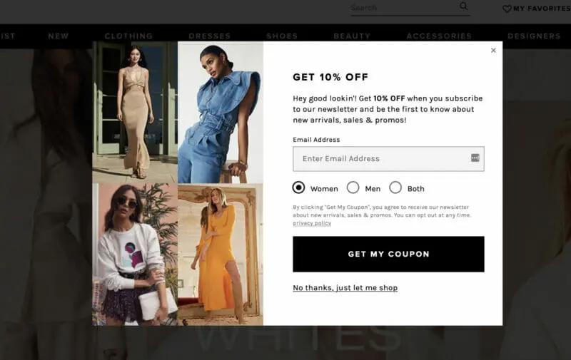 pop-up from Revolve