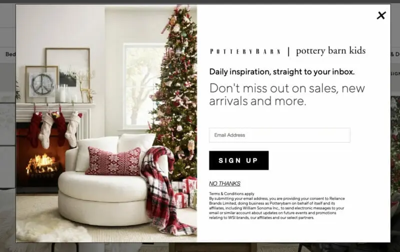 Potterybarn Pop-Up design