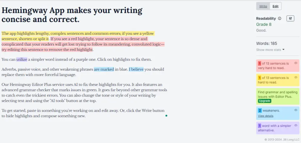 Top 10 AI Grammar Checkers Hemingway 