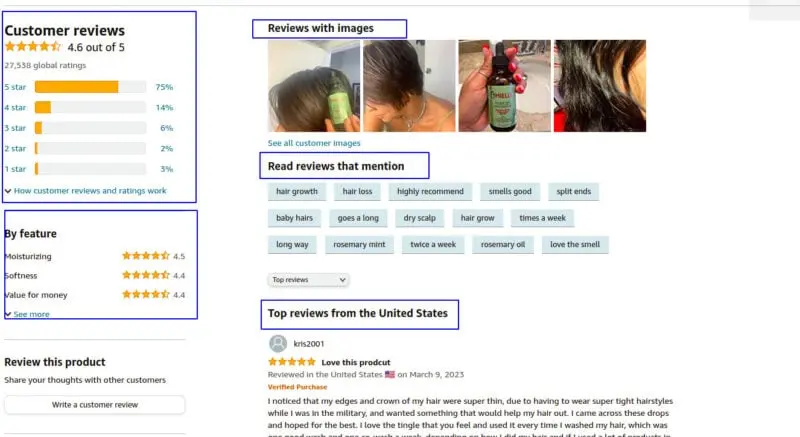 Amazon customer review example