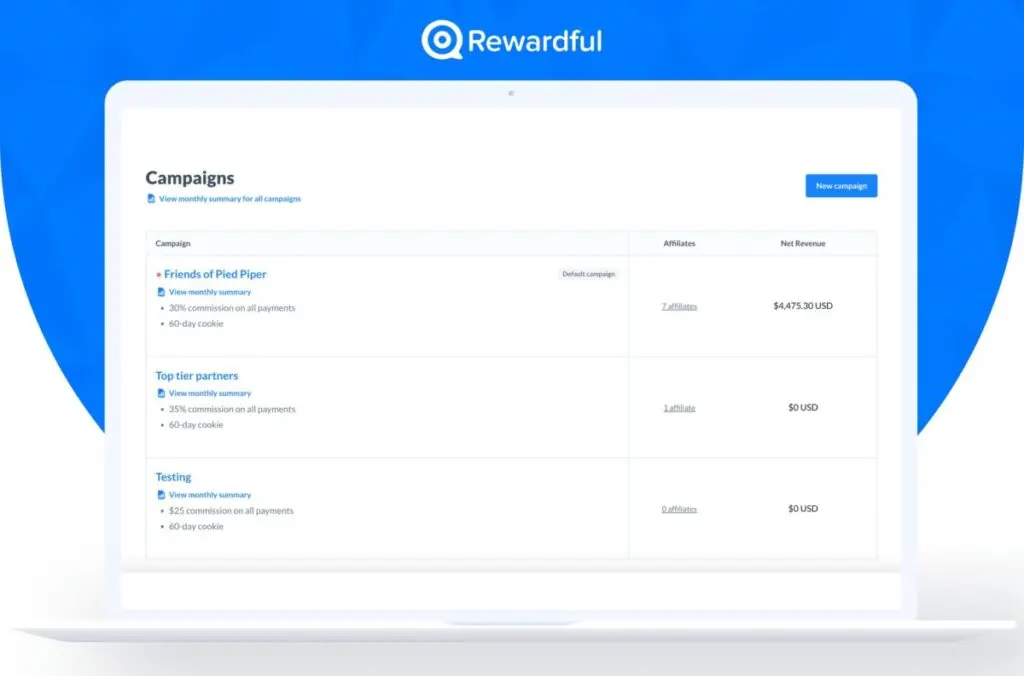 Rewardful campaign list