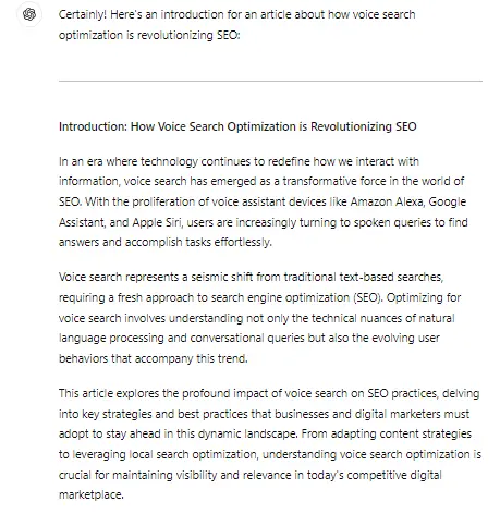 ChatGPT article introduction