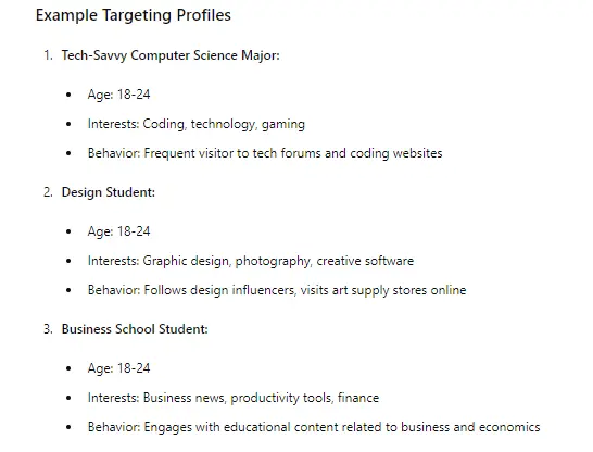 ChatGPT targeting profiles