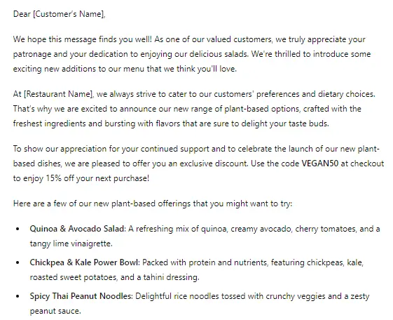 ChatGPT email response