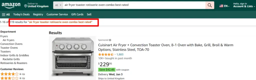 amazon search results