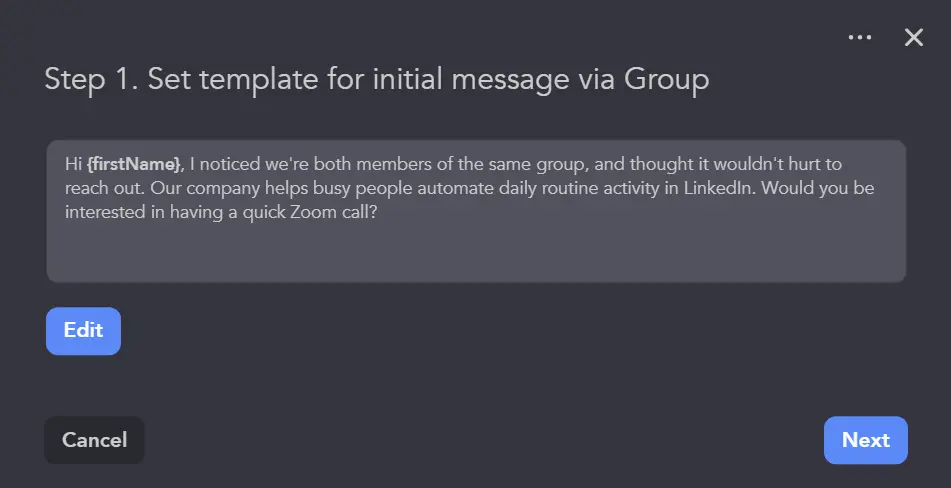 initial message / LinkedIn