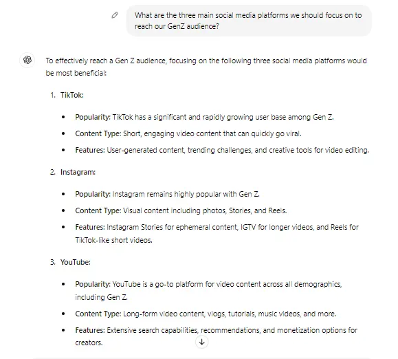 ChatGPT answering questions