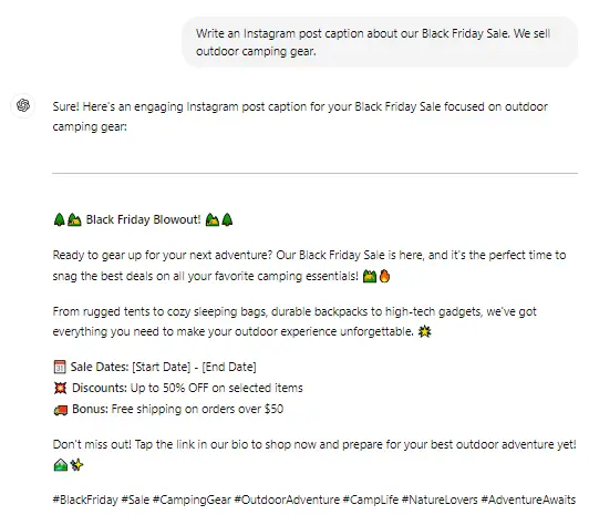ChatGPT caption generation 