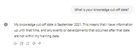 ChatGPT’s knowledge cut-off date 