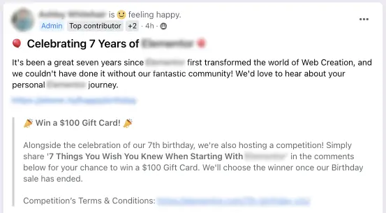 Facebook / Giveaways