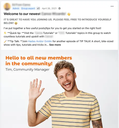 Facebook Welcome Post