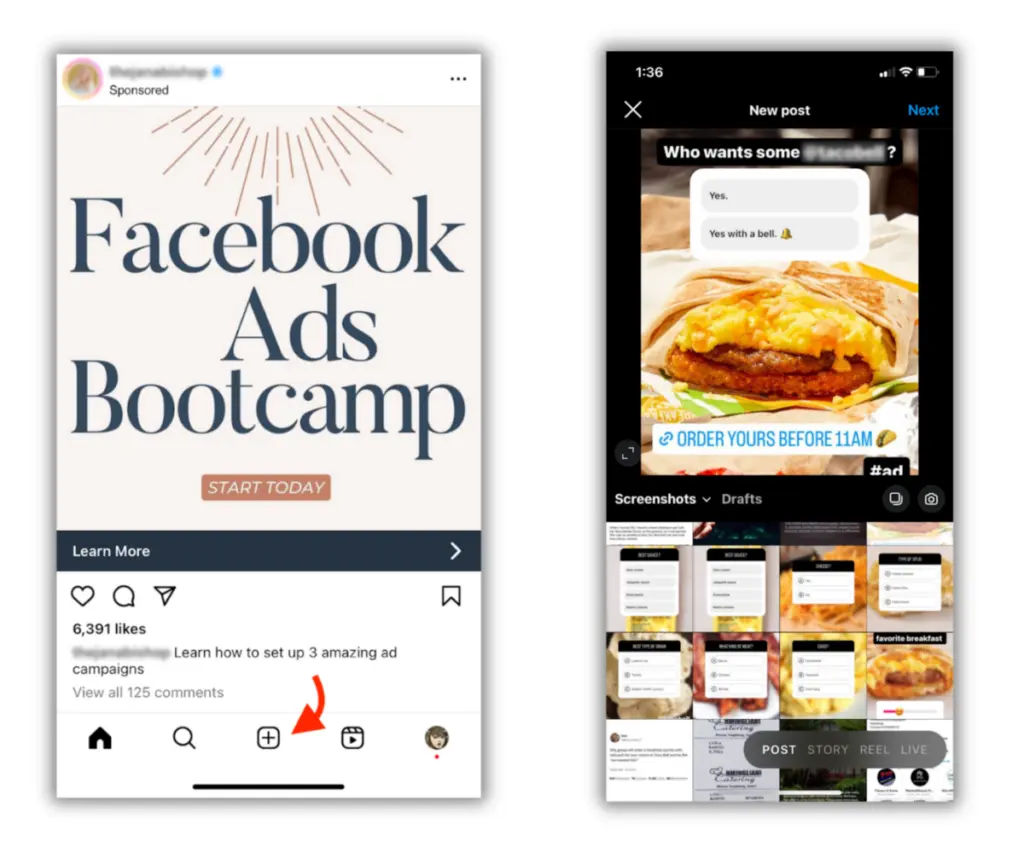 Create a New Post Adding Music to Instagram Post