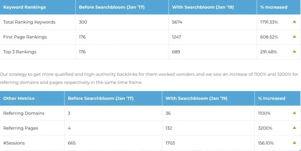 SearchBloom SEO case study