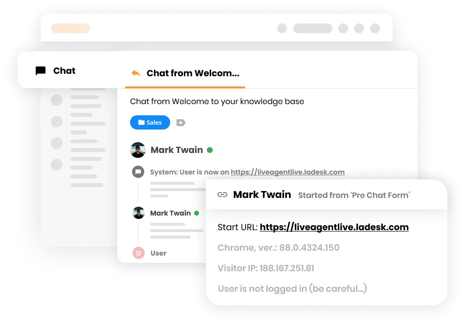 LiveAgent chat history example