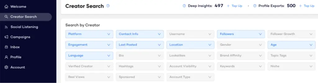 Creator search