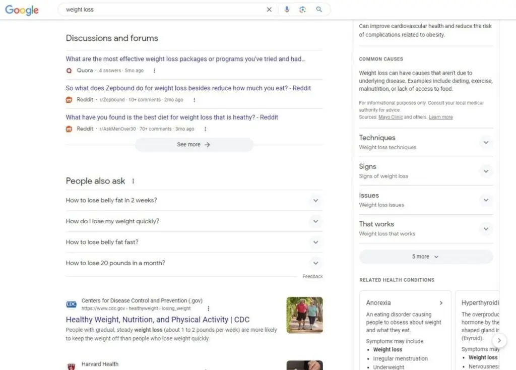 Google results