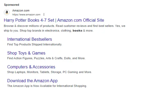 Example of a paid ad