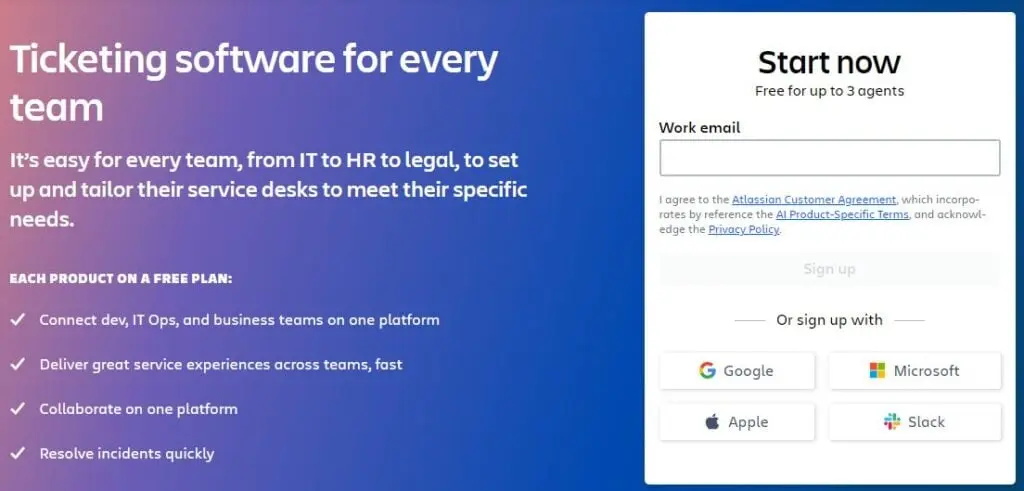 Jira landing page form