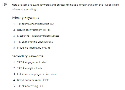ChatGPT keyword research