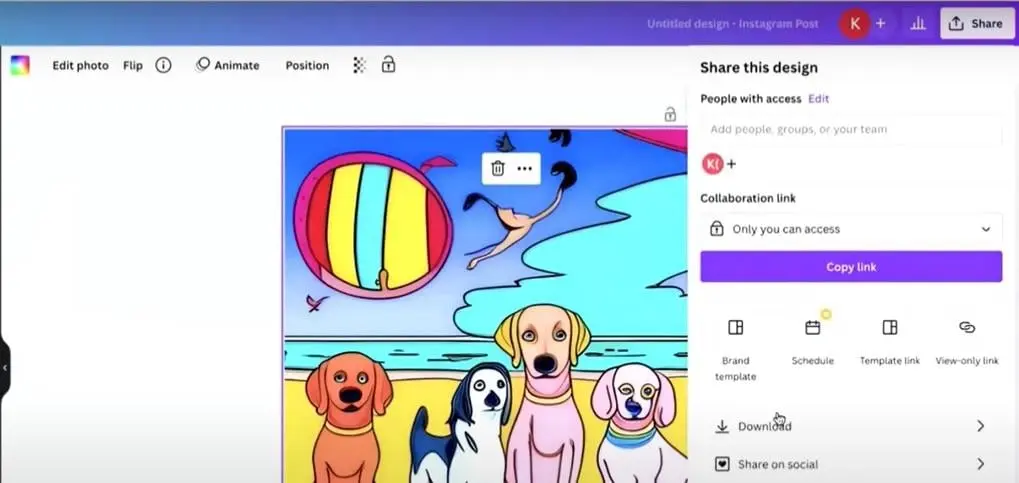"Share” button