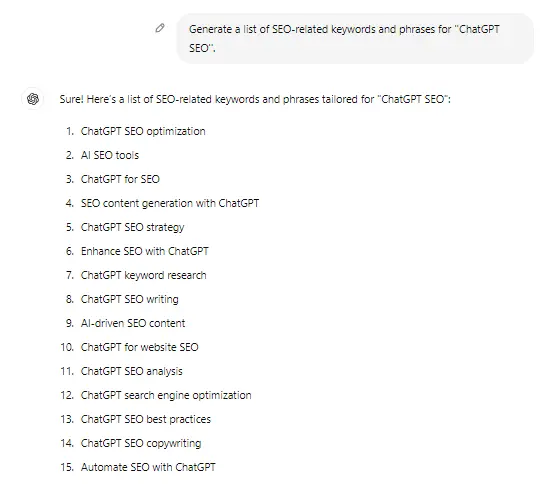 ChatGPT keyword generation