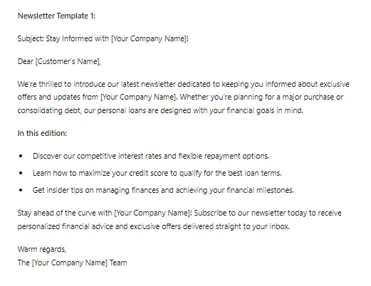 ChatGPT newsletter template idea