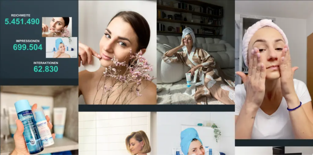 Pieces of content from the Bepanthen DERMA #ICareForYou campaign