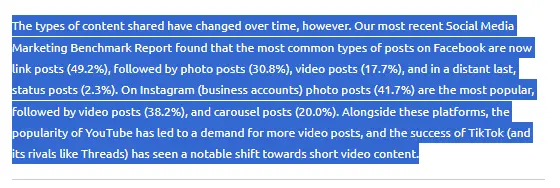 Subsection of our report