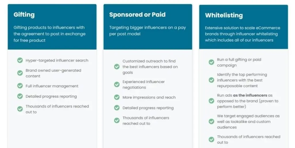 Influencer marketing firm services