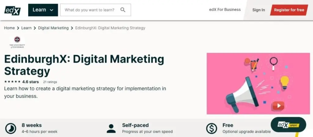 EdinburghX: Digital Marketing Strategy edX