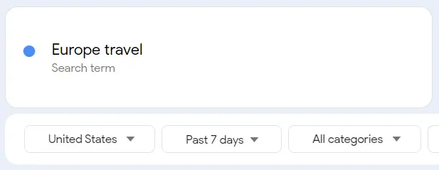 Google Trends filters