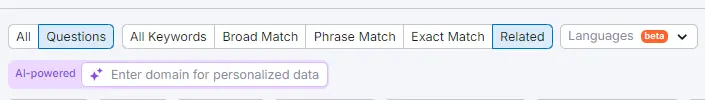 Semrush keyword research options