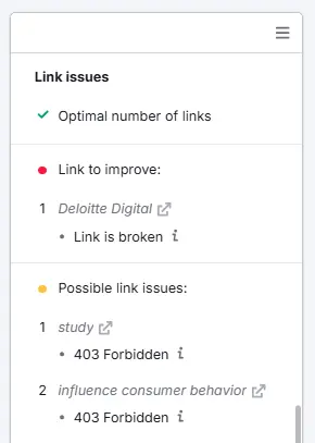 Semrush Link Issues 