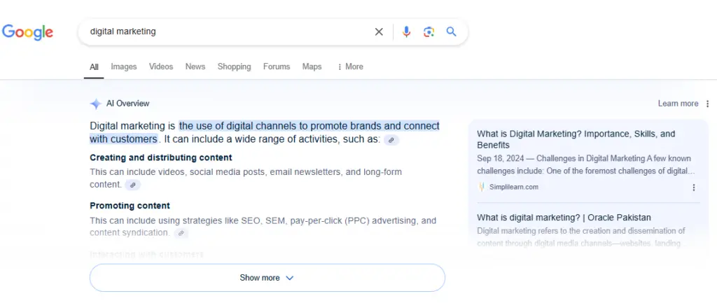 Semrush SERP View 