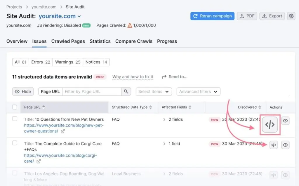 Semrush Site Audit