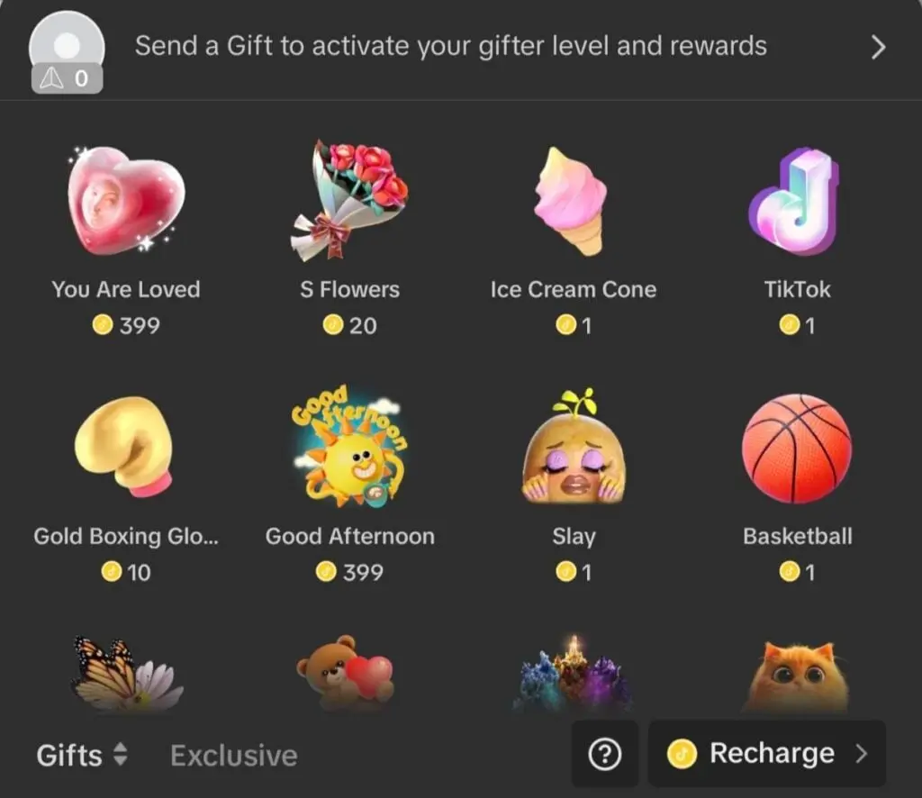 Tiktok live gifts
