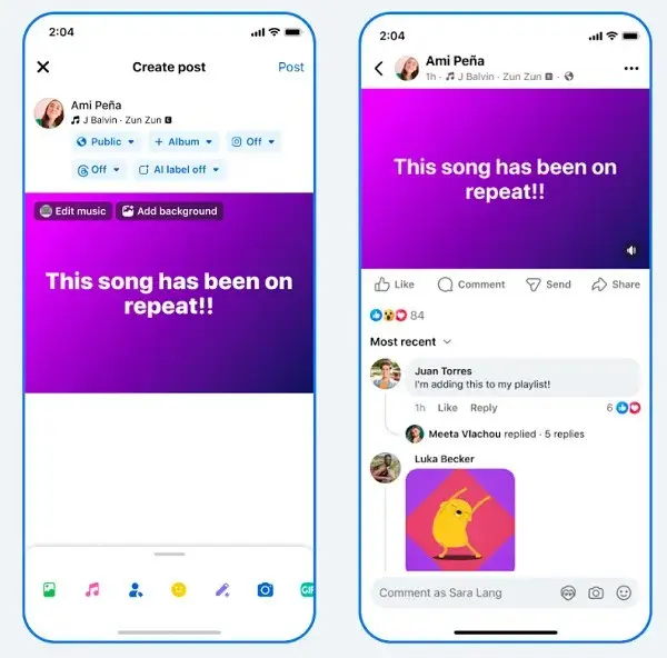 Facebook Post Music Feature
