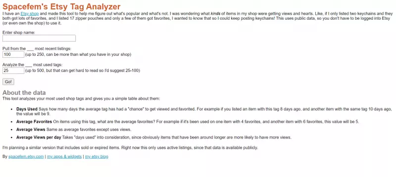 Spacefem’s Etsy Tag Analyzer