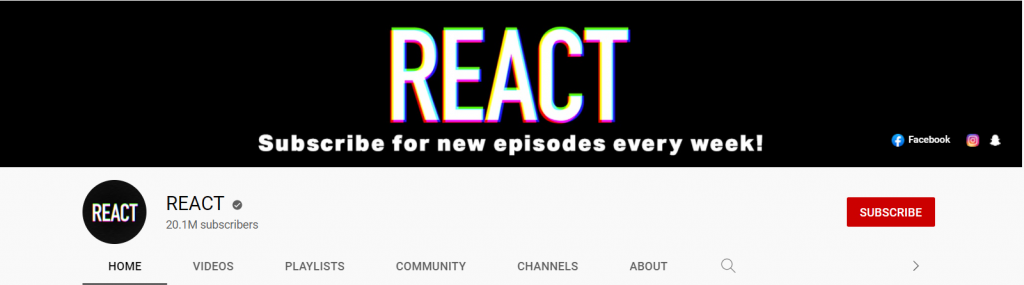 React youtube influencer