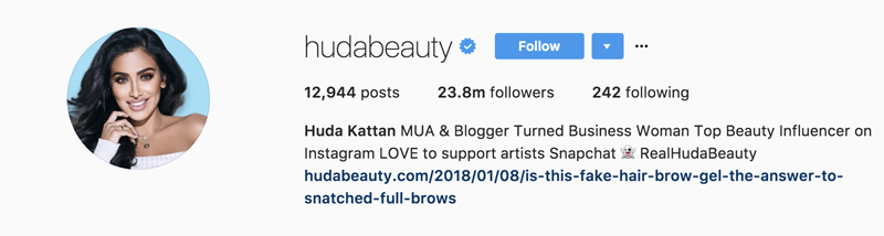 genre beauty - top 10 followers on instagram 2018