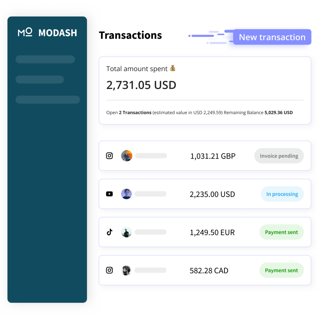 influencer payments Modash
