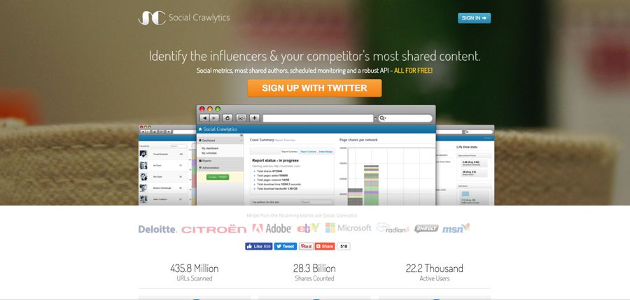 Social Crawlytics homepage influencer marketing software