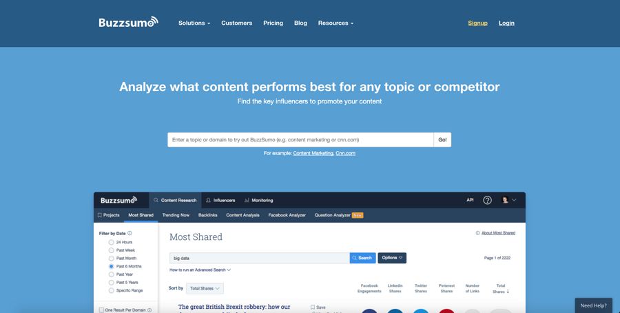 buzzsumo - find and analyze what content performs best