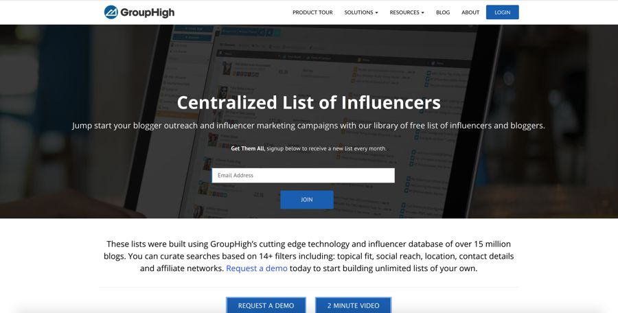 Listas mensuales de influencers de GroupHigh