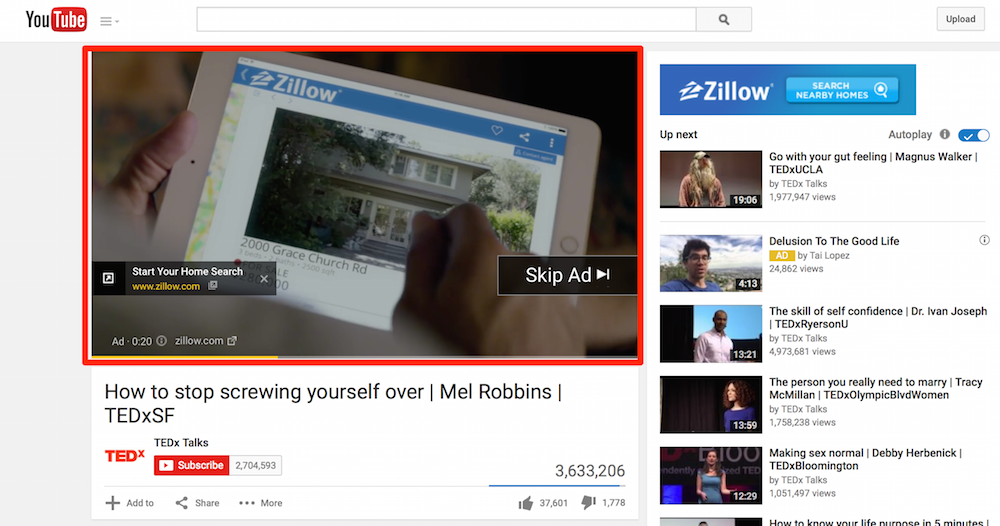 Skippable Video Ads on youtube