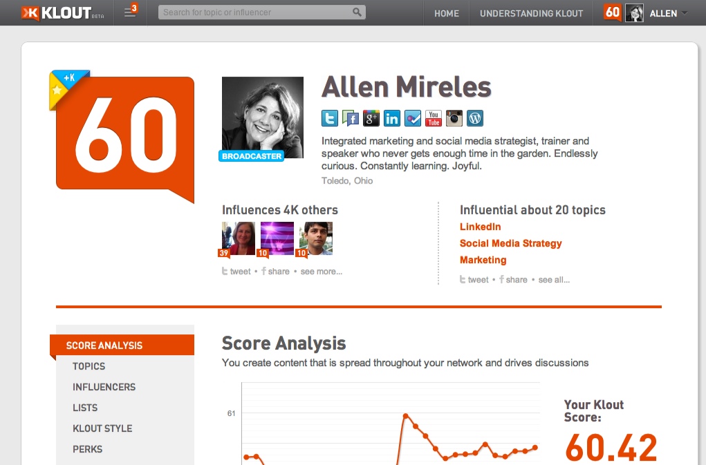 Klout score